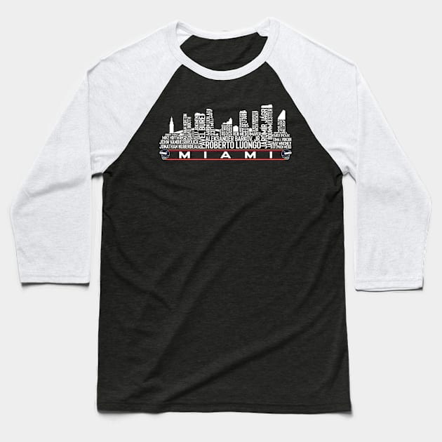 Florida Hockey Team All Time Legends, Miami City Skyline Baseball T-Shirt by Legend Skyline